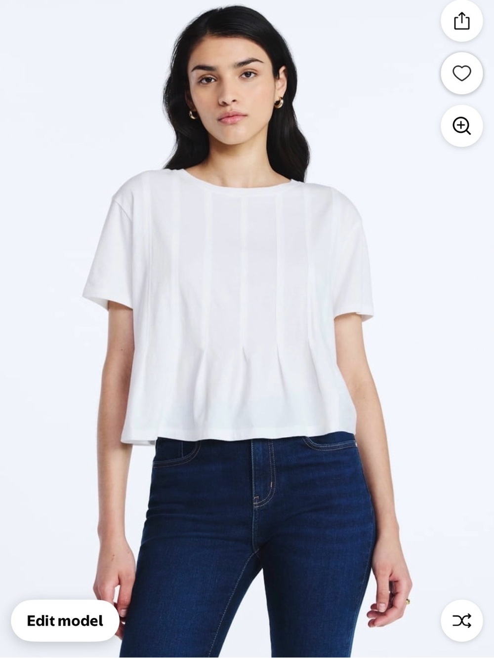 Scoop White Short-Sleeve Cropped Tee